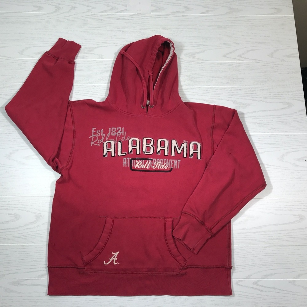 Vintage Y2K Alabama Rolltide Hoodie M J.America Red Pockets Football Drawstrings